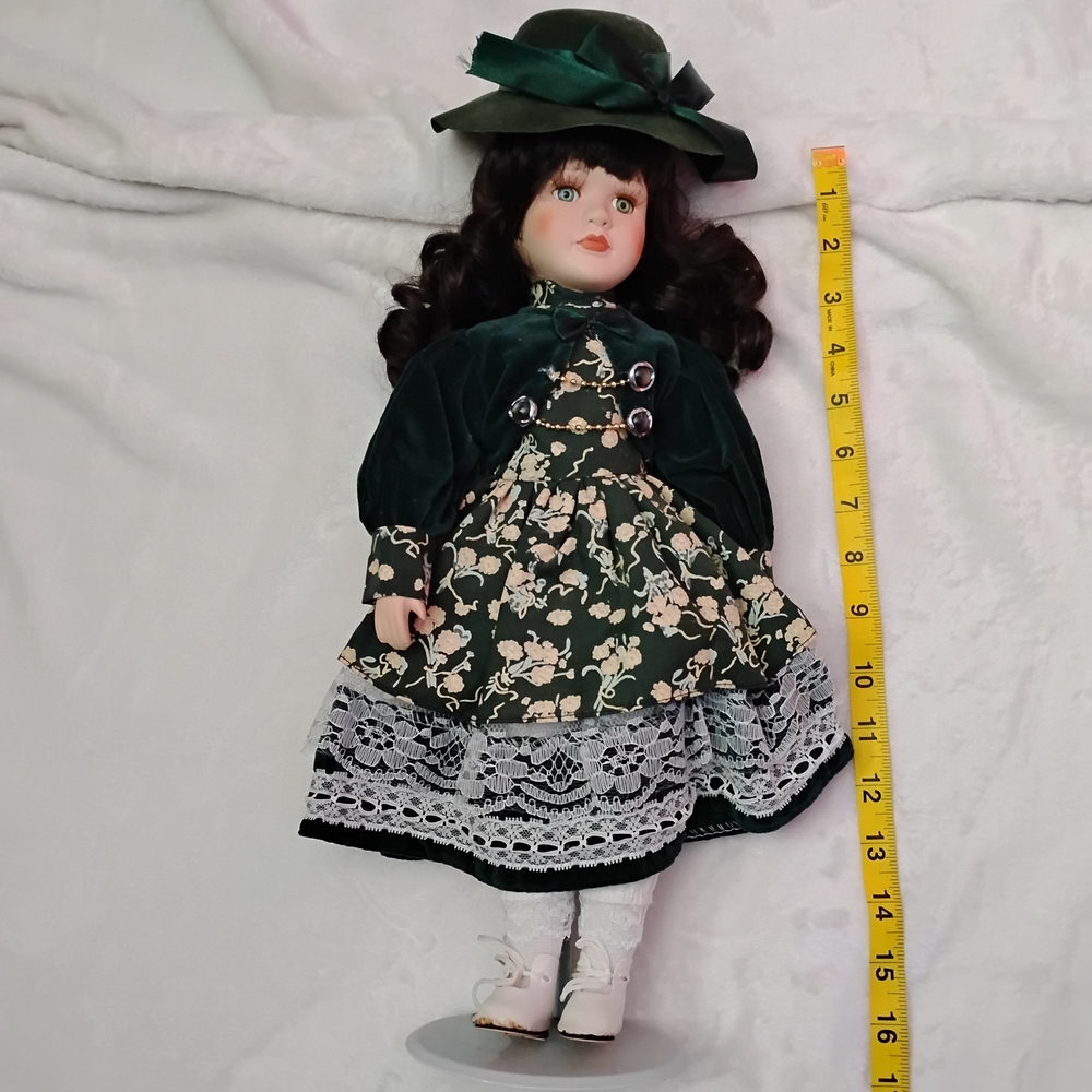 Victorian Green and White Doll with Accessories